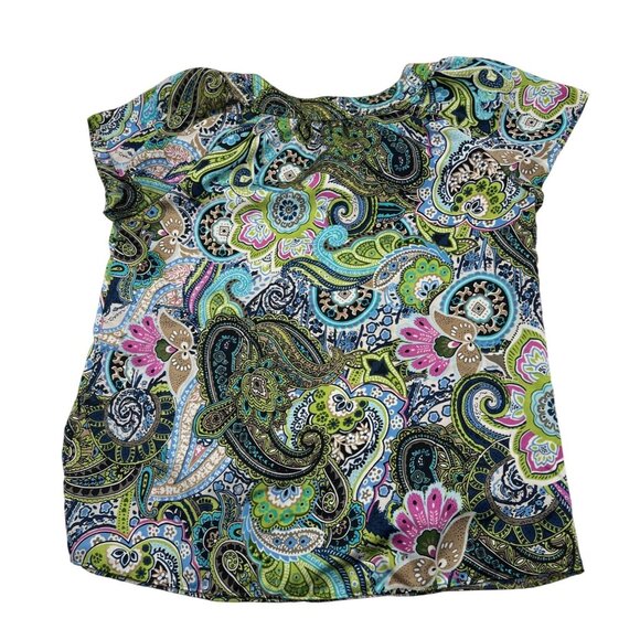Talbots Petite Womens 2P Multicolor Paisley Short Sleeve Blouse - Picture 5 of 5